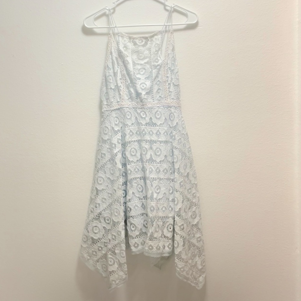 Free People Just Like Honey Sky Blue Lace Dress Sz 4 - Picture 3 of 6